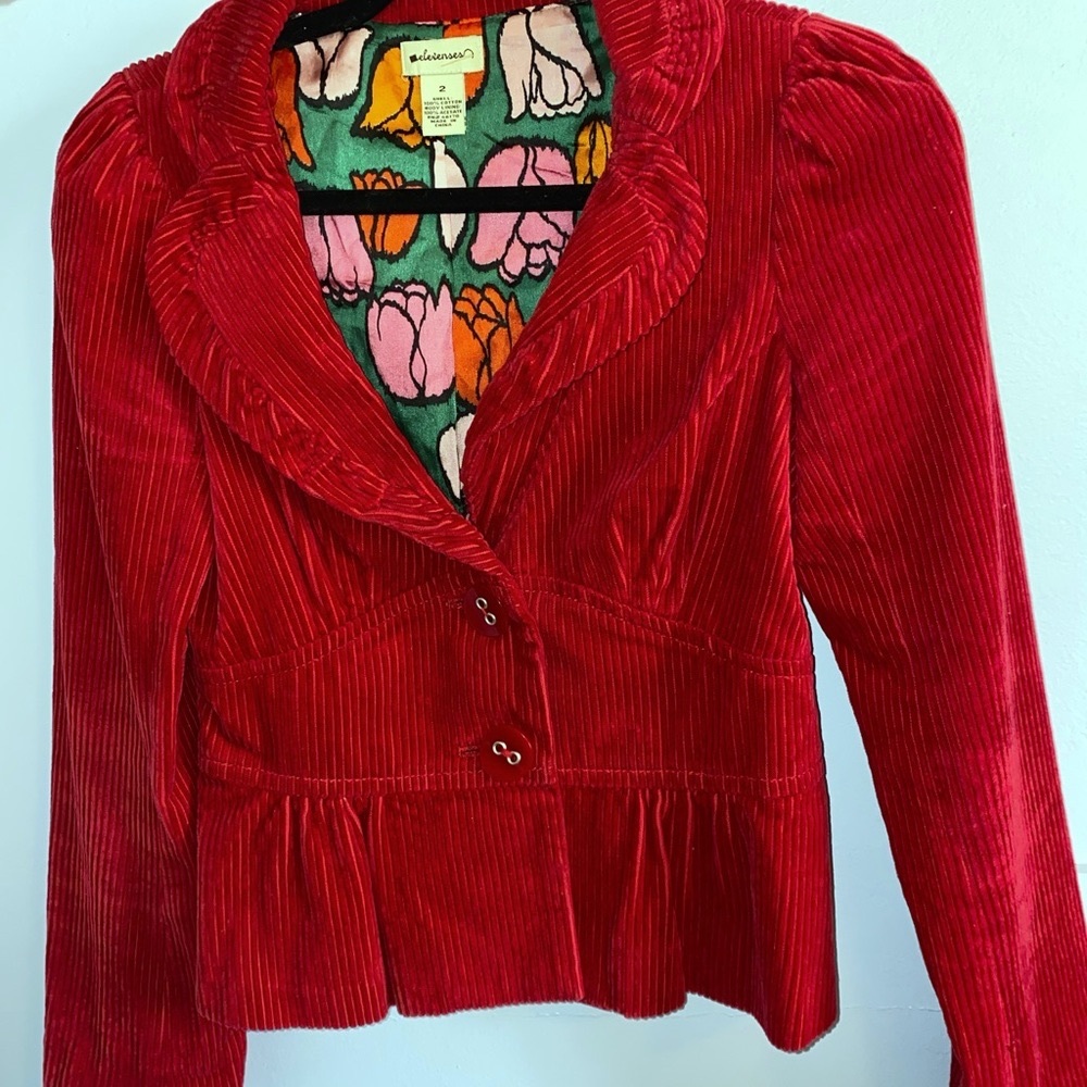 Anthropology Elevenses Red Blazer